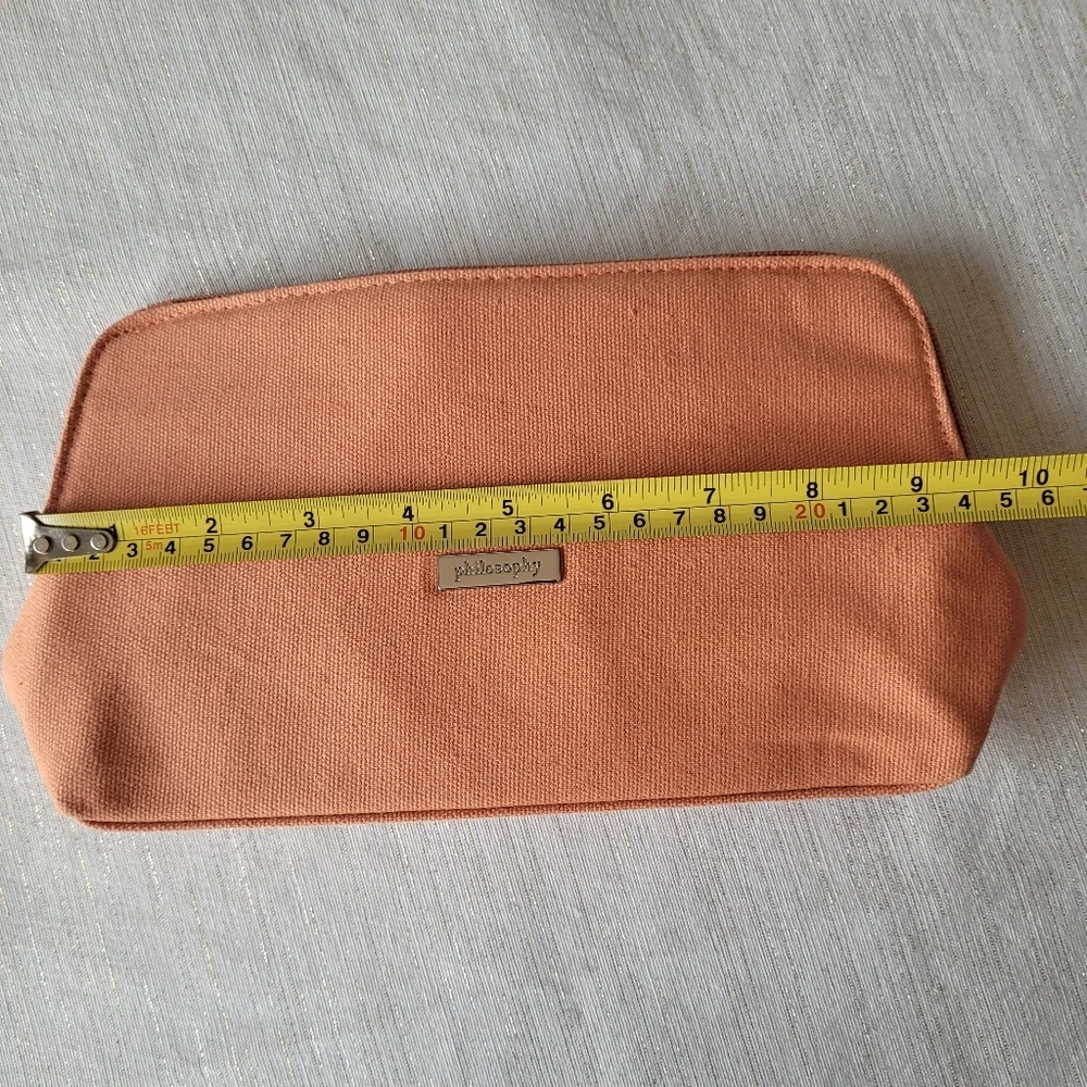 Philosophy Coral Canvas Cosmetic Pouch with Metal Logo